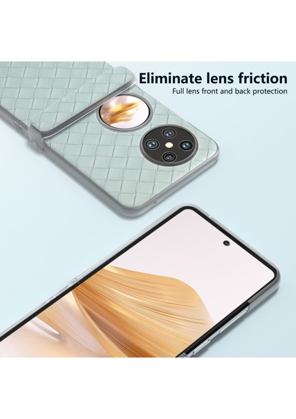 Huawei Pocket 2 Kılıf Dokuma Doku Menteşe Koruma Pu+Pc Telefon Kılıfı-Açık Yeşil (Yurt Dışından) fiyatları