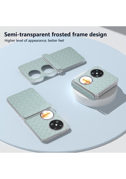 Huawei Pocket 2 Kılıf Dokuma Doku Menteşe Koruma Pu+Pc Telefon Kılıfı-Açık Yeşil (Yurt Dışından) modelleri