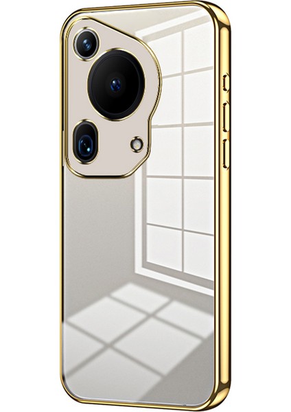 Huawei Pura 70 Ultra Kılıf Tpu Darbeye Dayanıklı Şeffaf Telefon Kılıfı Galvanik Çerçeve-Altın (Yurt Dışından)