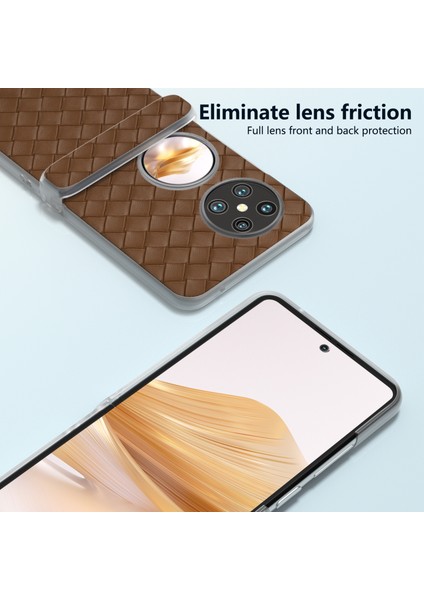 Huawei Pocket 2 Kılıf Dokuma Doku Menteşe Koruma Pu+Pc Telefon Kılıfı-Kahverengi (Yurt Dışından) fiyatları