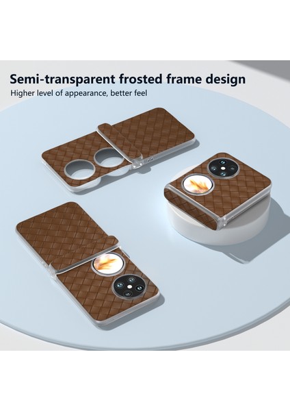 Huawei Pocket 2 Kılıf Dokuma Doku Menteşe Koruma Pu+Pc Telefon Kılıfı-Kahverengi (Yurt Dışından) modelleri