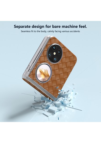 Huawei Pocket 2 Kılıf Dokuma Doku Menteşe Koruma Pu+Pc Telefon Kılıfı-Kahverengi (Yurt Dışından) fırsatları