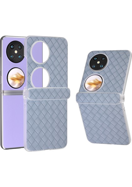 Huawei Pocket 2 Kılıf Dokuma Doku Menteşe Koruma Pu+Pc Telefon Kılıfı-Bebek Mavisi (Yurt Dışından)