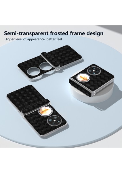 Huawei Pocket 2 Kılıf Dokuma Doku Menteşe Koruma Pu+Pc Telefon Kılıfı-Siyah (Yurt Dışından) modelleri