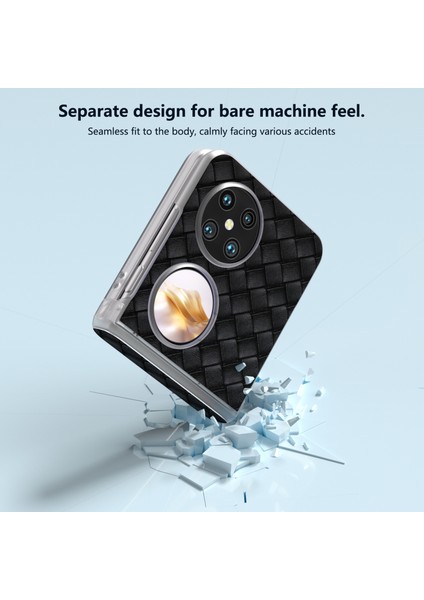 Huawei Pocket 2 Kılıf Dokuma Doku Menteşe Koruma Pu+Pc Telefon Kılıfı-Siyah (Yurt Dışından) fırsatları