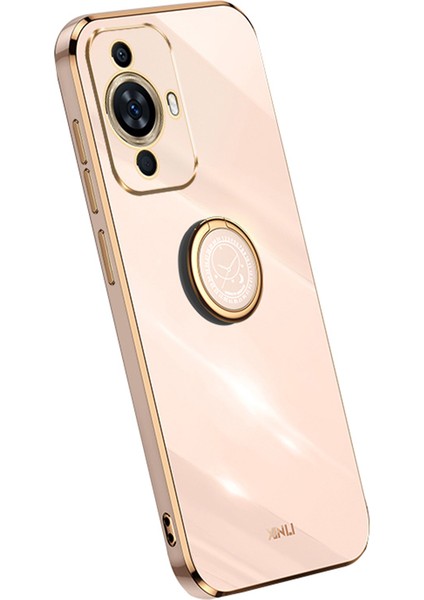 Xınlı Huawei Nova 11 Pro/nova 11 Ultra Halkalı Kickstand Elektrokaplama Telefon Kılıfı Yumuşak Tpu Koruyucu Kapak-Pembe (Yurt Dışından)