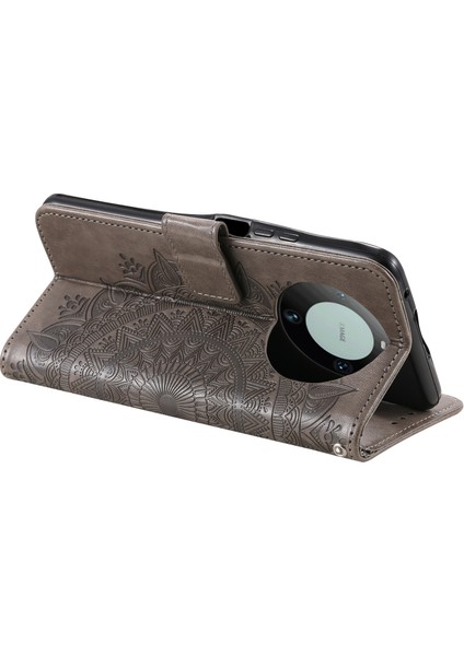 Huawei Mate 60 Cüzdan Pu Deri Telefon Kılıfı Mandala Çiçek Baskılı Stand Kapak Askılı-Gri (Yurt Dışından) fırsatları