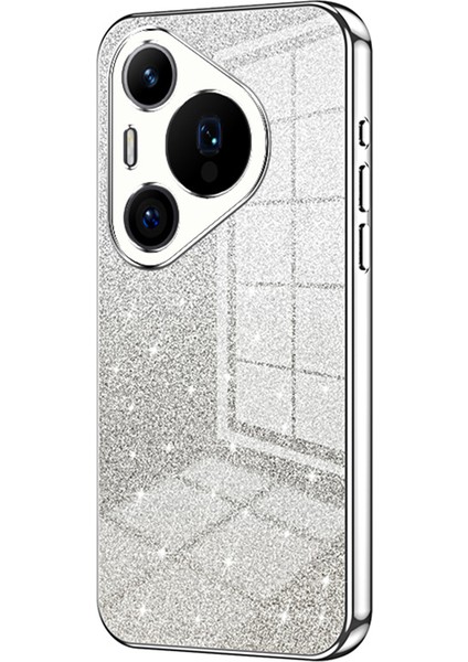 Huawei Pura 70 Pro/pura 70 Pro+Elektrokaplama Cep Telefonu Kılıfı Degrade Parıltılı Tpu Kapak-Gümüş (Yurt Dışından)