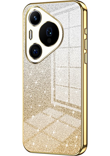 Huawei Pura 70 Pro/pura 70 Pro+Elektrokaplama Cep Telefonu Kılıfı Degrade Parıltılı Tpu Kapak-Altın (Yurt Dışından)