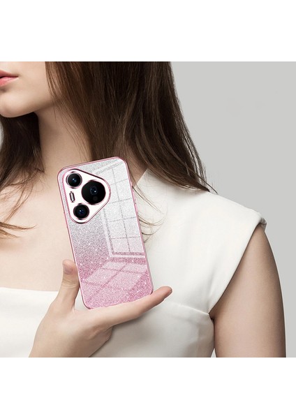 Huawei Pura 70 Pro/pura 70 Pro+Elektrokaplama Cep Telefonu Kılıfı Degrade Parıltılı Tpu Kapak-Altın (Yurt Dışından) modelleri