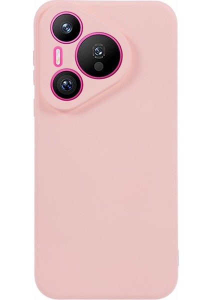 Huawei Pura 70 Pro/70 Pro+Kılıf Fiber Astar Yumuşak Tpu Düz Renk Telefon Kılıfı-Pembe (Yurt Dışından)