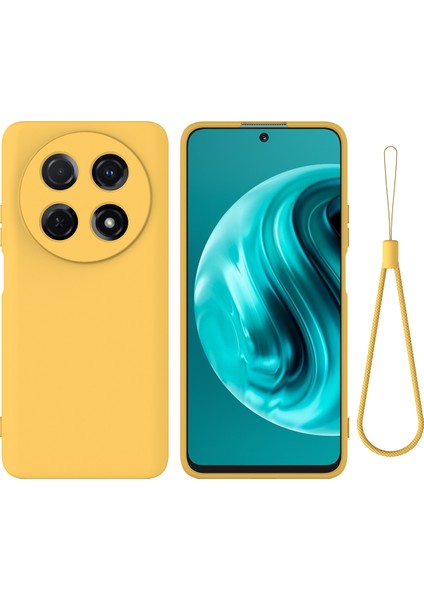 Huawei Nova 13I 4g Sıvı Silikon Kılıf Telefon Arka Kapağı El Askısı Ile-Sarı (Yurt Dışından)