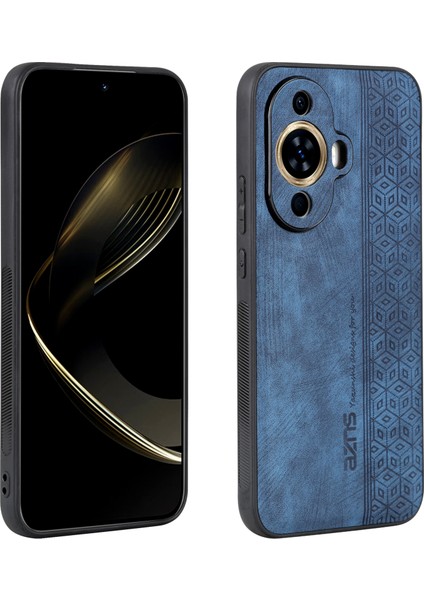 Azns Huawei Nova 11 Pro/nova 11 Ultra Baskılı Telefon Kılıfı Pu Deri+Tpu Telefon Kılıfı-Mavi (Yurt Dışından)