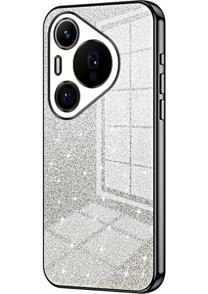 Huawei Pura 70 Pro/pura 70 Pro+Elektrokaplama Cep Telefonu Kılıfı Degrade Parıltılı Tpu Kapak-Siyah (Yurt Dışından)
