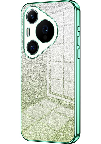 Huawei Pura 70 Pro/pura 70 Pro+Elektrokaplama Cep Telefonu Kılıfı Degrade Parıltılı Tpu Kapak-Yeşil (Yurt Dışından)