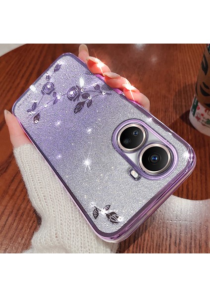 Huawei Nova 10 Se 4g Için Kadem Degrade Parıltılı Cep Telefonu Kılıfı Çiçek Yapay Elmas Dekor Yumuşak Tpu Kapak-Mor (Yurt Dışından) indirimleri
