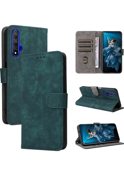Huawei Nova 5t 4g/honor 20/20S (Çin Için) Rfıd Engelleme Telefon Kılıfı Cüzdan Standı Pu Deri Kılıf Kayışlı-Yeşil (Yurt Dışından) fırsatları