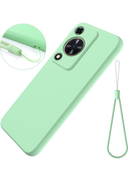 Huawei Nova Y72 4g/enjoy 70 Çizilmez Sıvı Silikon Telefon Kılıfı Askılı-Yeşil (Yurt Dışından)