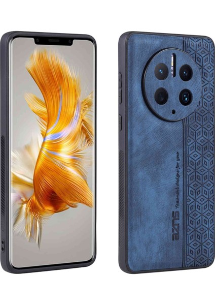 Azns Cep Telefonu Kılıfı Huawei Mate 50 Pro 4g, Baskılı Desenli Düşmeye Karşı Telefon Kılıfı Pu Deri Kaplamalı Tpu Kabuk-Mavi (Yurt Dışından)