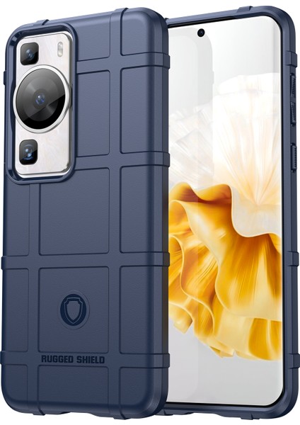 Huawei P60/P60 Pro Kare Izgara Dokulu Telefon Kılıfı Çizilmeye Dayanıklı Cep Telefonu Kapağı-Mavi (Yurt Dışından)