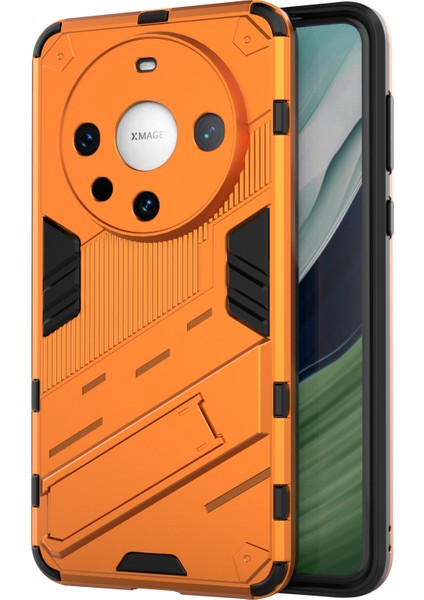 Huawei Mate 60 Pro Kickstand Arka Kapak Pc+Tpu Darbeye Dayanıklı Akıllı Telefon Kılıfı-Turuncu (Yurt Dışından)
