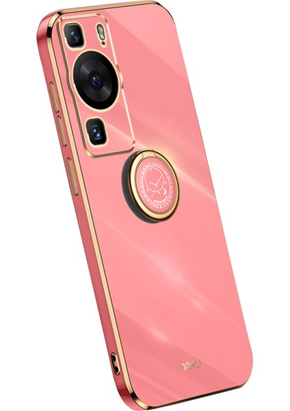 Xınlı Huawei P60 Galvanik Telefon Kılıfı Halka Ayaklı Yumuşak Tpu Telefon Kılıfı-Kırmızı (Yurt Dışından)