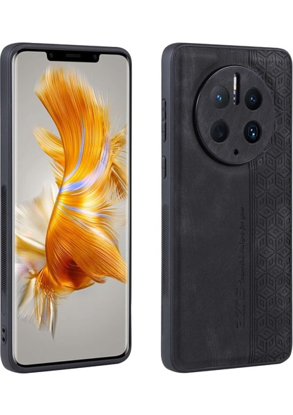 Azns Cep Telefonu Kılıfı Huawei Mate 50 Pro 4g, Baskılı Desenli Düşmeye Karşı Telefon Kılıfı Pu Deri Kaplamalı Tpu Kabuk-Siyah (Yurt Dışından)