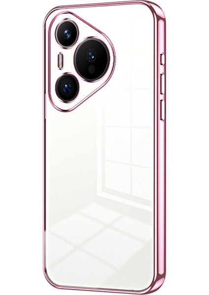 Huawei Pura 70 Kılıf Tpu Şeffaf Elektrokaplama Telefon Kılıfı-Pembe (Yurt Dışından)