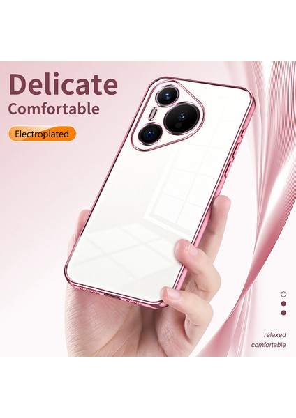 Huawei Pura 70 Kılıf Tpu Şeffaf Elektrokaplama Telefon Kılıfı-Pembe (Yurt Dışından) indirimleri