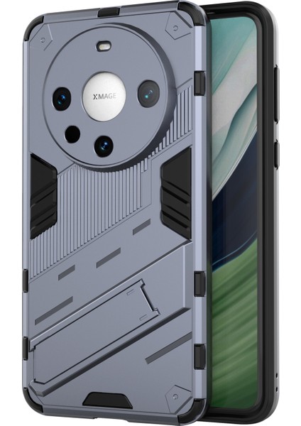 Huawei Mate 60 Pro Kickstand Arka Kapak Pc+Tpu Darbeye Dayanıklı Akıllı Telefon Kılıfı-Gri (Yurt Dışından)