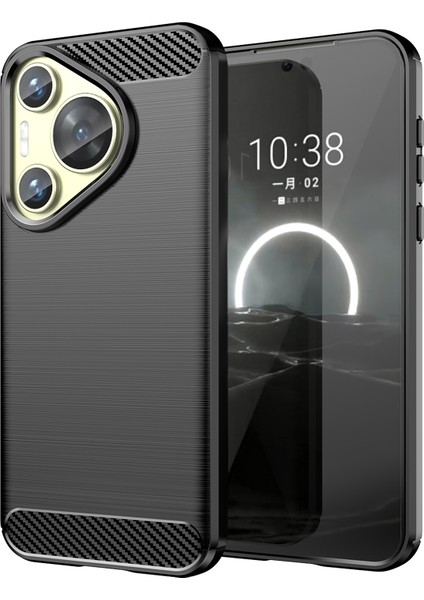 Huawei Pura 70 Kılıf Fırçalanmış Tpu Telefon Arka Kapağı Karbon Fiber Doku-Siyah (Yurt Dışından)
