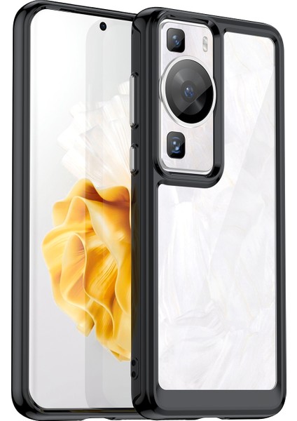 Huawei P60/P60 Pro Için Yükseltilmiş Çerçeveli Telefon Kılıfı, Tpu+Akrilik Telefon Kabuğu Düşme Koruması Kılıfı-Siyah (Yurt Dışından)
