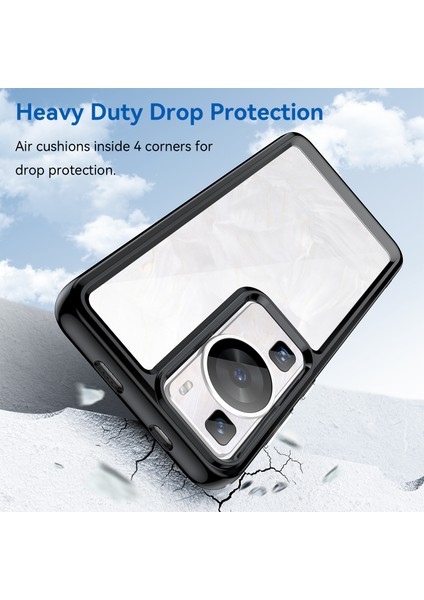 Huawei P60/P60 Pro Için Yükseltilmiş Çerçeveli Telefon Kılıfı, Tpu+Akrilik Telefon Kabuğu Düşme Koruması Kılıfı-Siyah (Yurt Dışından) modelleri