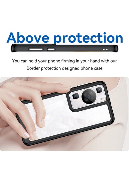 Huawei P60/P60 Pro Için Yükseltilmiş Çerçeveli Telefon Kılıfı, Tpu+Akrilik Telefon Kabuğu Düşme Koruması Kılıfı-Siyah (Yurt Dışından) fırsatları