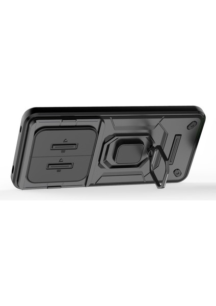 Huawei Mate 60 Pro Kılıf Kickstand Darbeye Dayanıklı Telefon Kılıfı Sürgülü Lens Koruyucu-Siyah (Yurt Dışından) modelleri