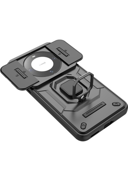 Huawei Mate 60 Pro Kılıf Kickstand Darbeye Dayanıklı Telefon Kılıfı Sürgülü Lens Koruyucu-Siyah (Yurt Dışından) indirimleri