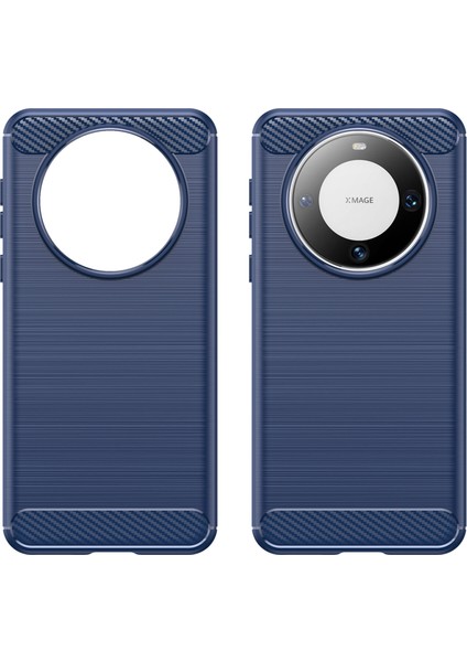 Huawei Mate 60 Pro Kılıf Ince Karbon Fiber Doku Fırçalanmış Telefon Arka Kapağı-Mavi (Yurt Dışından) modelleri