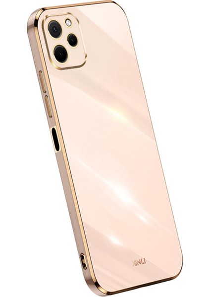 Xınlı Huawei Nova Y61 4g Galvanik Çerçeve Telefon Kılıfı Tpu Kapak Kamera Lens Korumalı-Pembe (Yurt Dışından)