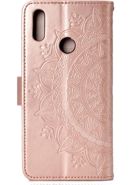 Huawei Y7(2019) Için Imprint Flower Deri Cüzdan Kılıf-Gül Altını (Yurt Dışından) modelleri