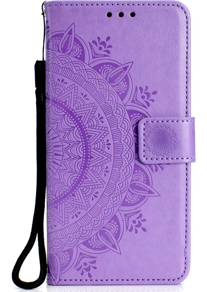 Huawei Y7(2019) Için Imprint Flower Deri Cüzdan Kılıf-Mor (Yurt Dışından) fiyatları