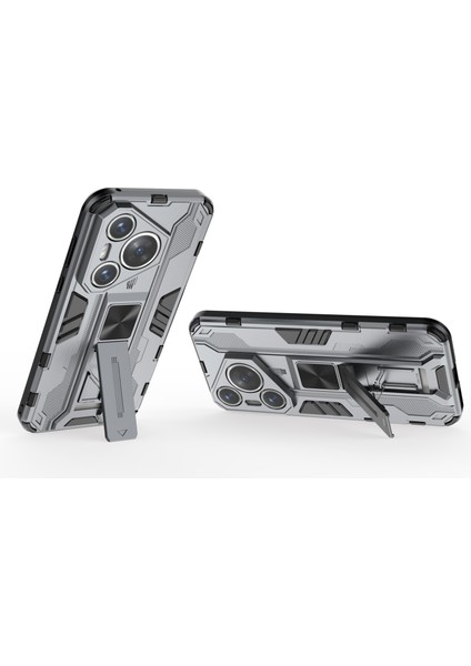 Huawei Pura 70 Kılıf Katlanabilir Kickstand Pc+Tpu Hibrit Telefon Kılıfı-Gri (Yurt Dışından) modelleri