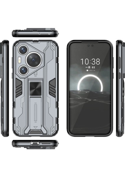 Huawei Pura 70 Kılıf Katlanabilir Kickstand Pc+Tpu Hibrit Telefon Kılıfı-Gri (Yurt Dışından) fırsatları