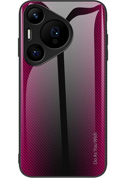 Huawei Pura 70 Pro/70 Pro+Kılıf Karbon Fiber Dokulu Temperli Cam+Tpu Telefon Kılıfı-Gül (Yurt Dışından)