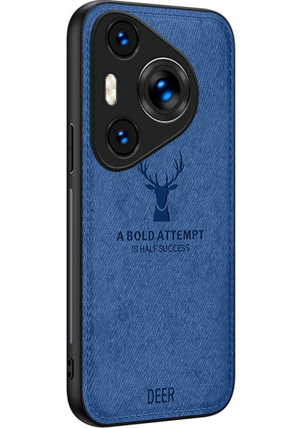 Huawei Pura 70 Pro/pura 70 Pro+Hibrit Kılıf Geyik Desenli Kumaş Doku Deri+Pc+Tpu Koruyucu Kılıf-Mavi (Yurt Dışından)