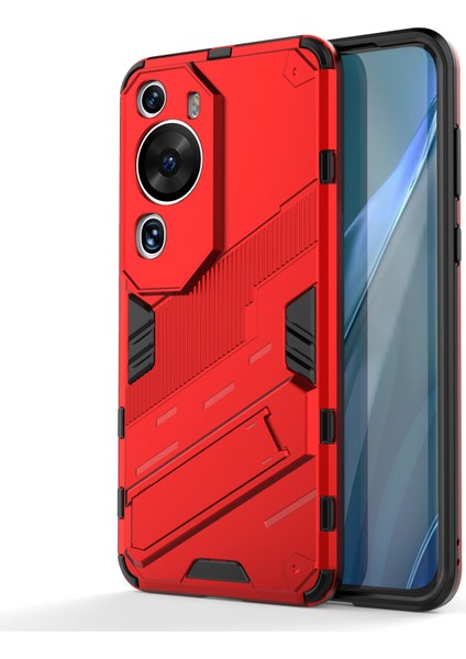 Huawei P60 Art Pc+Tpu Defender Telefon Kılıfı Kickstand Darbeye Dayanıklı Kapak-Kırmızı (Yurt Dışından)