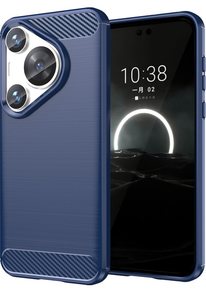 Huawei Pura 70 Pro/70 Pro+Kılıf Parmak Izi Önleyici Tpu Kapak Karbon Fiber Doku-Mavi (Yurt Dışından)
