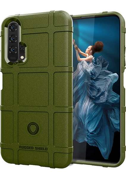 Huawei Honor 20/honor 20S-YEŞIL Için Sağlam Kare Izgara Dokulu Darbeye Dayanıklı Tpu Telefon Kılıfı (Yurt Dışından)