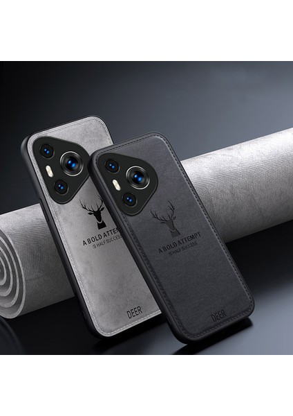 Huawei Pura 70 Kılıf Geyik Desenli Kumaş Doku Deri+Pc+Tpu Hibrit Telefon Kılıfı-Siyah (Yurt Dışından) indirimleri