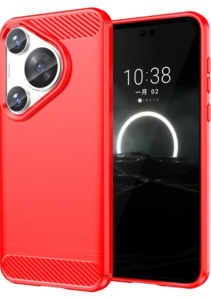 Huawei Pura 70 Pro/70 Pro+Kılıf Parmak Izi Önleyici Tpu Kapak Karbon Fiber Doku-Kırmızı (Yurt Dışından)