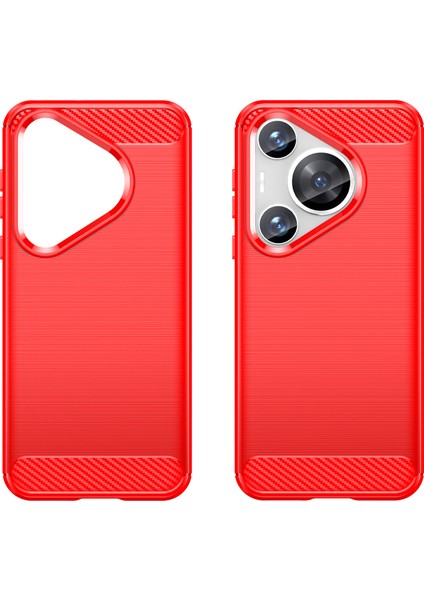 Huawei Pura 70 Pro/70 Pro+Kılıf Parmak Izi Önleyici Tpu Kapak Karbon Fiber Doku-Kırmızı (Yurt Dışından) modelleri